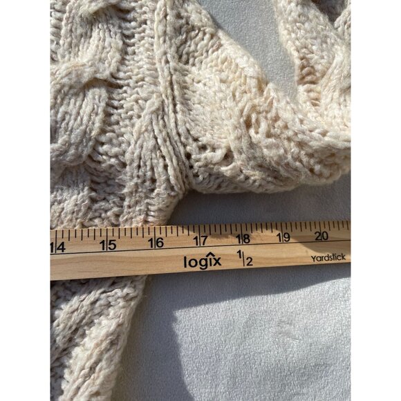 Free People XS Womens Cable Knit Wrap Cardigan Sweater Beige Wool & Acrylic Y2K - Picture 3 of 14